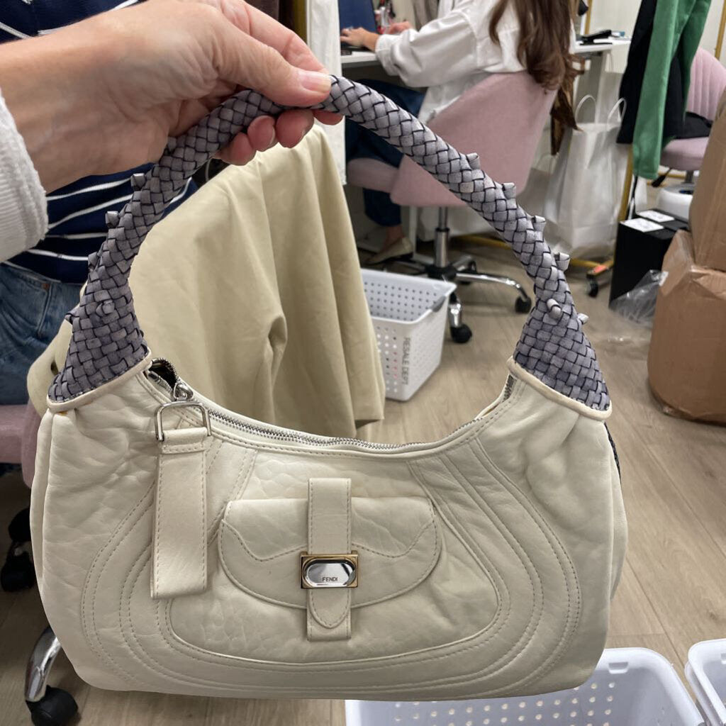 Off White Leather Spy Pocket Hobo