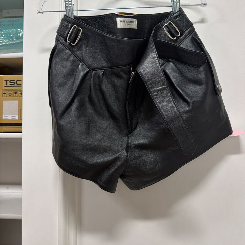 2019 Black Leather Shorts