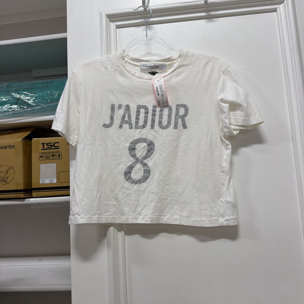 White Cotton/Linen J'adior Crop Tee