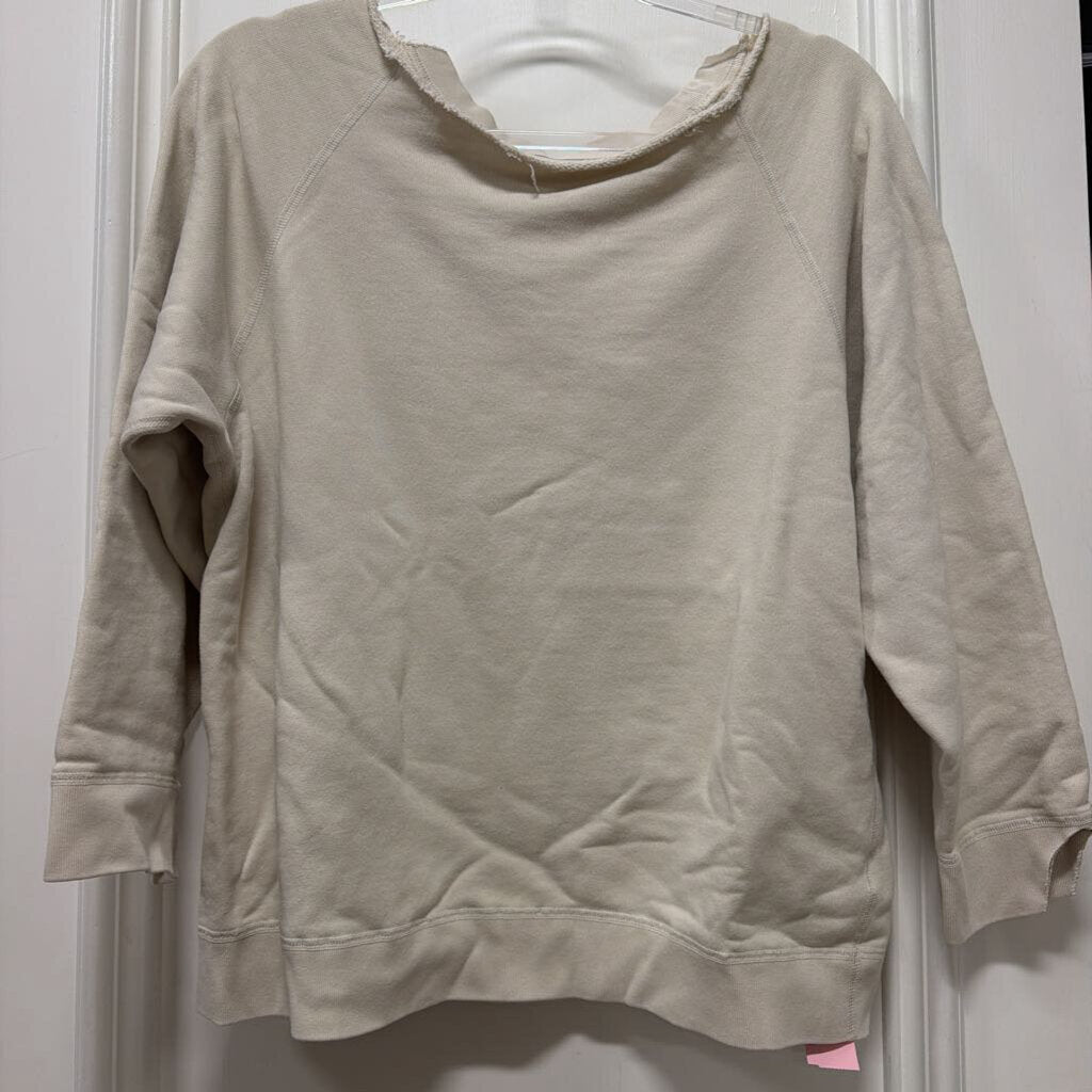Cream Cotton Distressed Sweatshirt