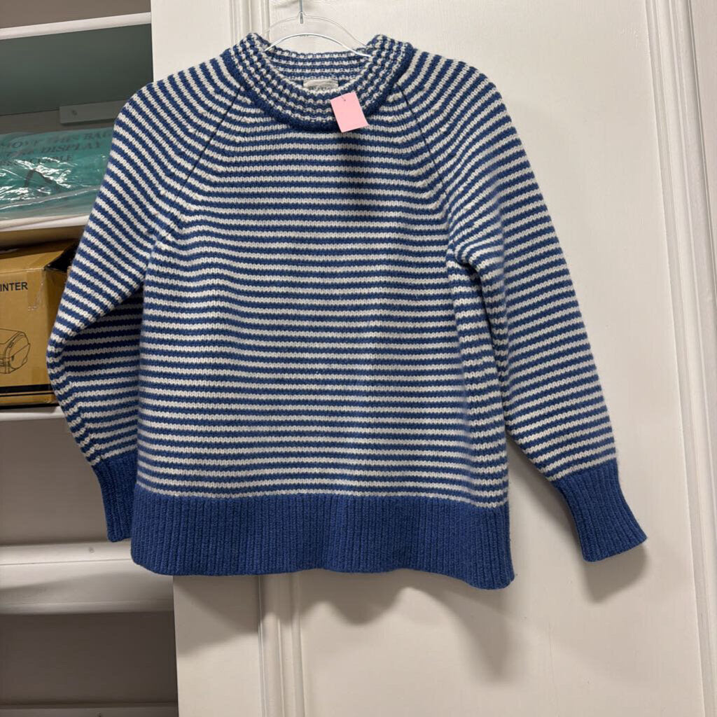 Blue/White Lambs Wool Striped Sweater