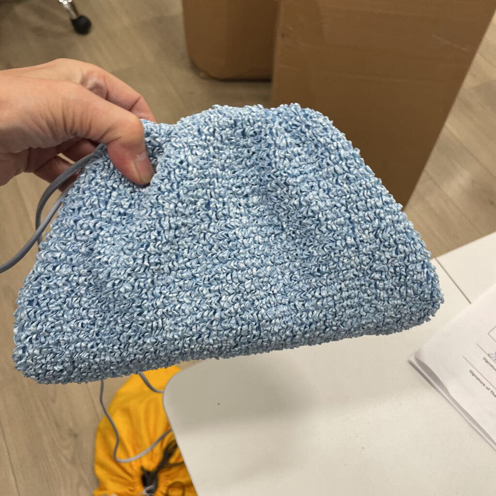 Lt Blue Curly Boucle Mini Pouch