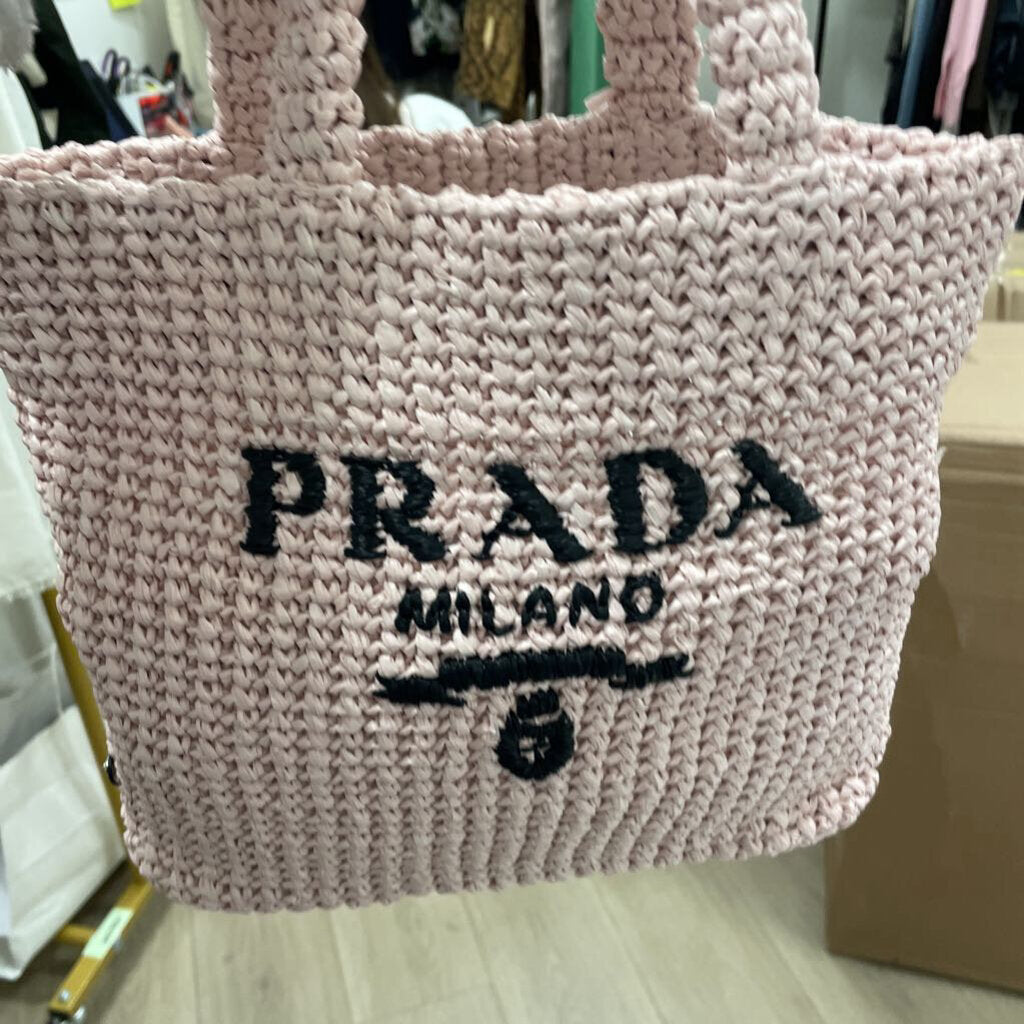 Pink Raffia Tote