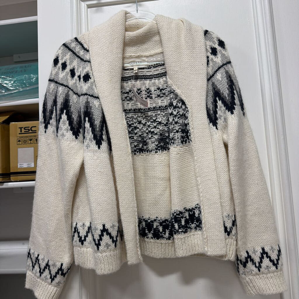 White/Black Alpaca Blend Cardigan