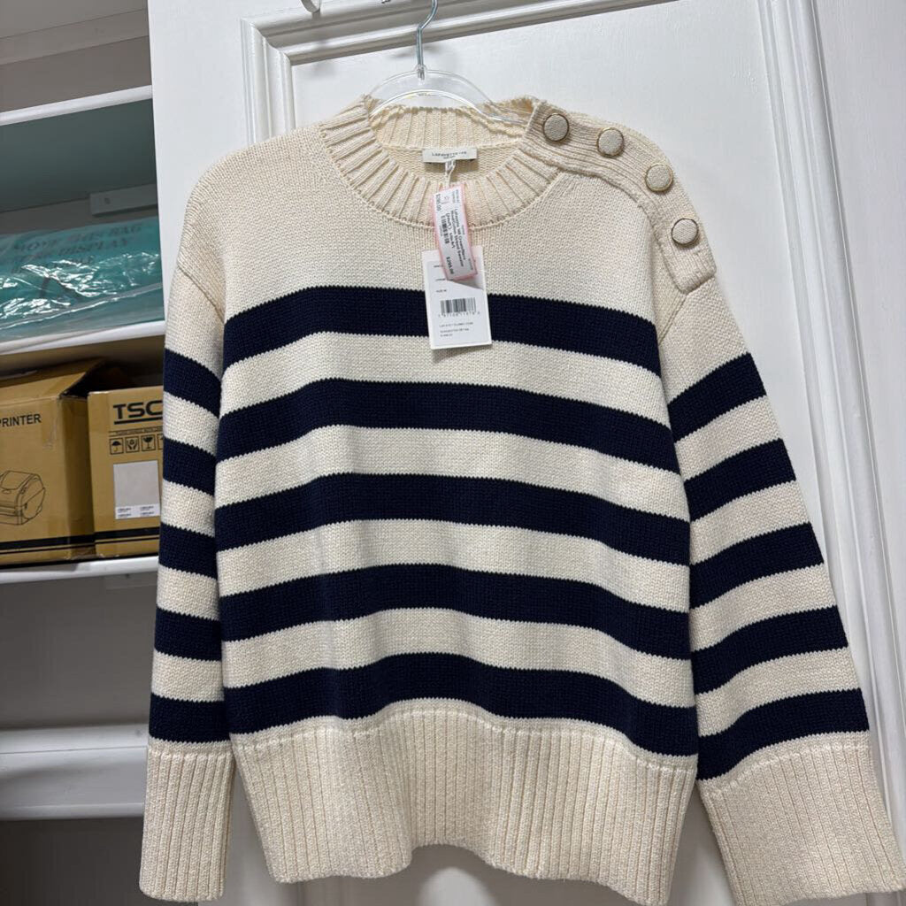 Cream/Navy Wool/Cotton Striped Sweater (NWT)