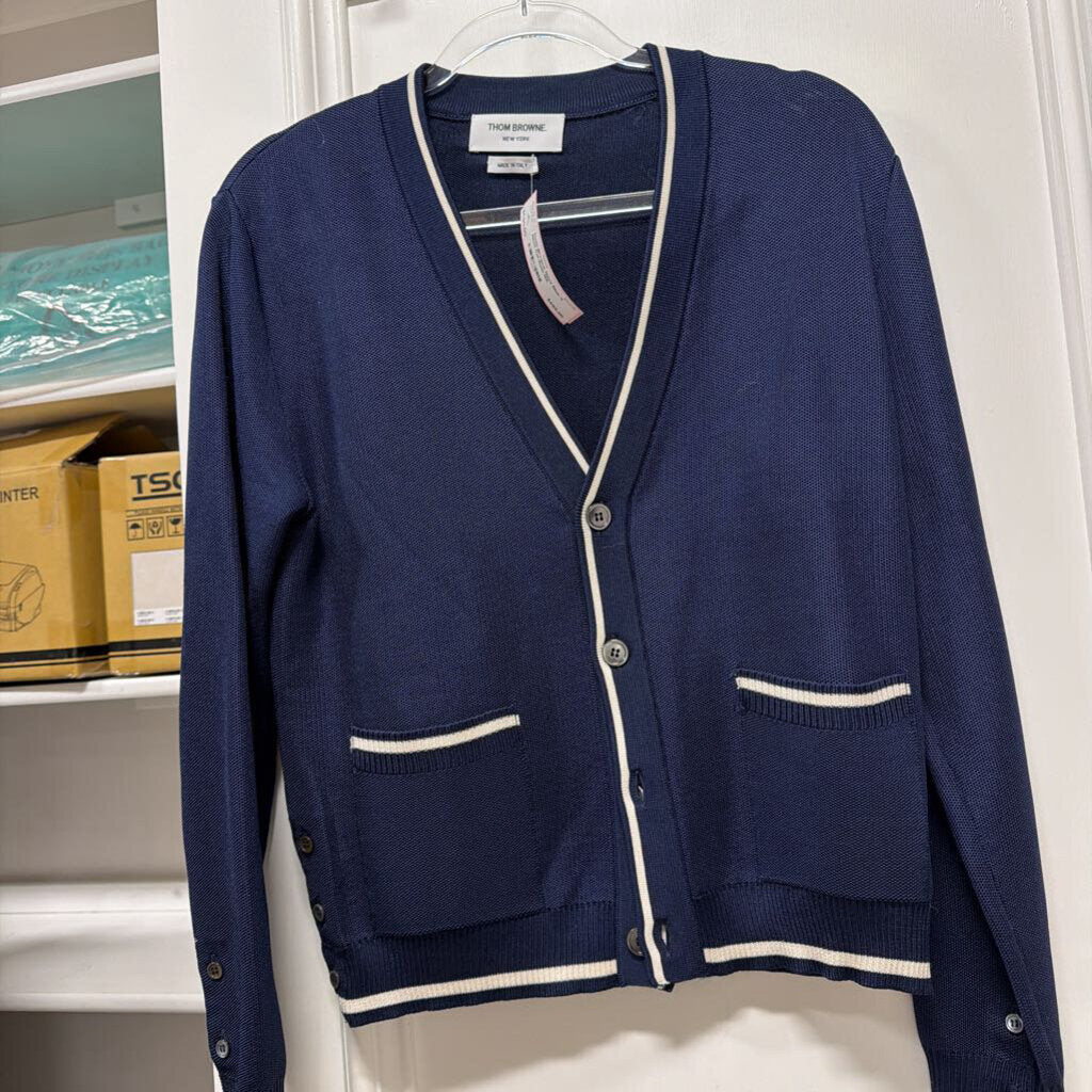Navy Blue V Neck Cardigan