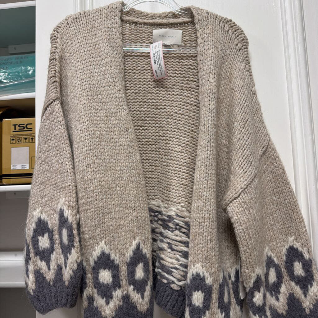 Taupe/Grey Wool Cashmere Blend Cardigan (R.695)