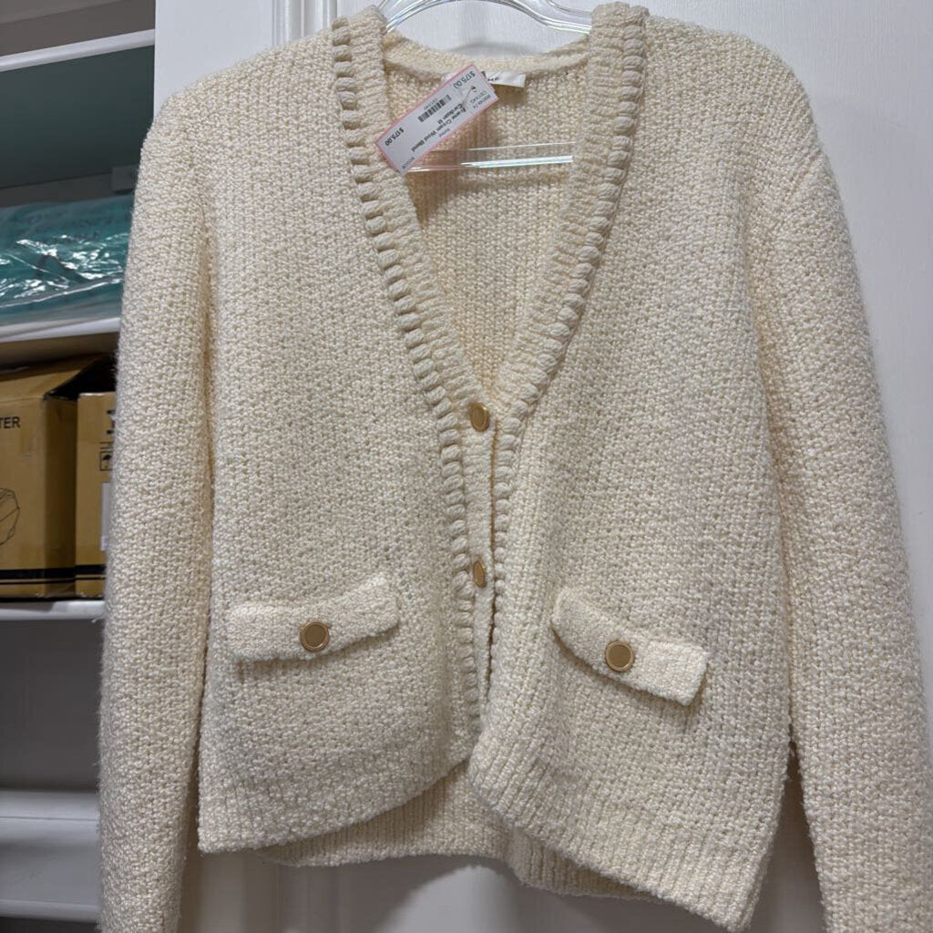 Cream Wool Blend Cardigan