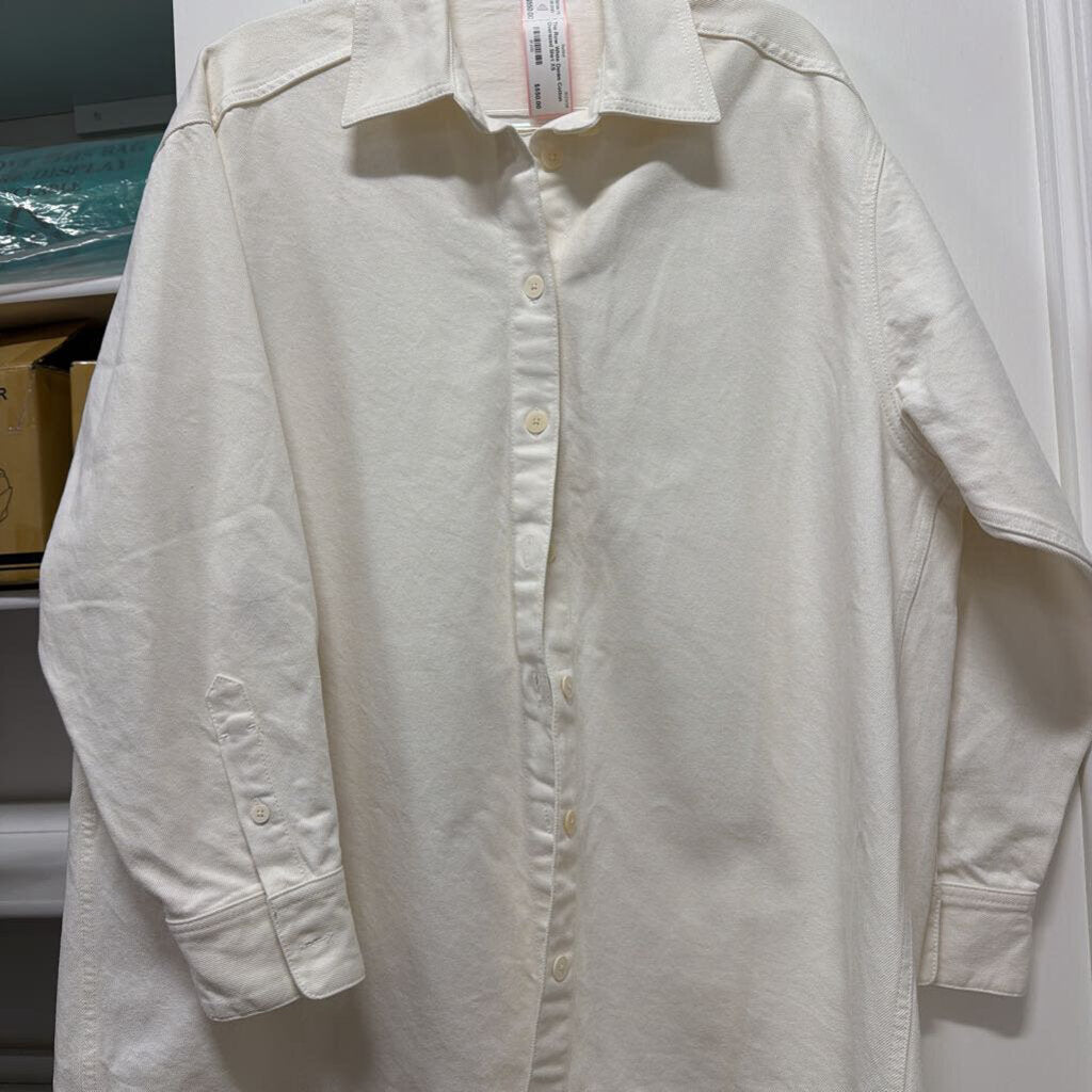 White Denim Cotton Oversized Shirt