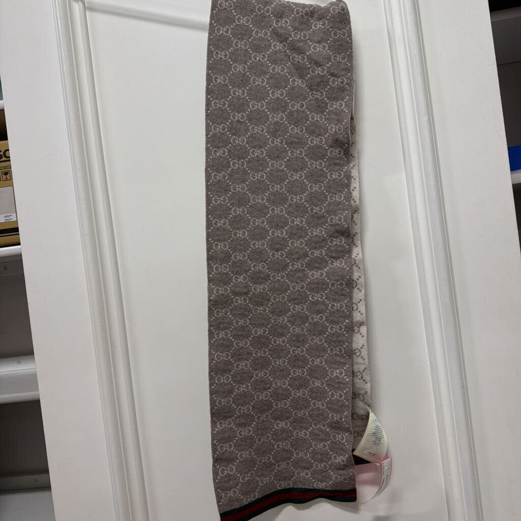 Grey Wool Monogram Scarf