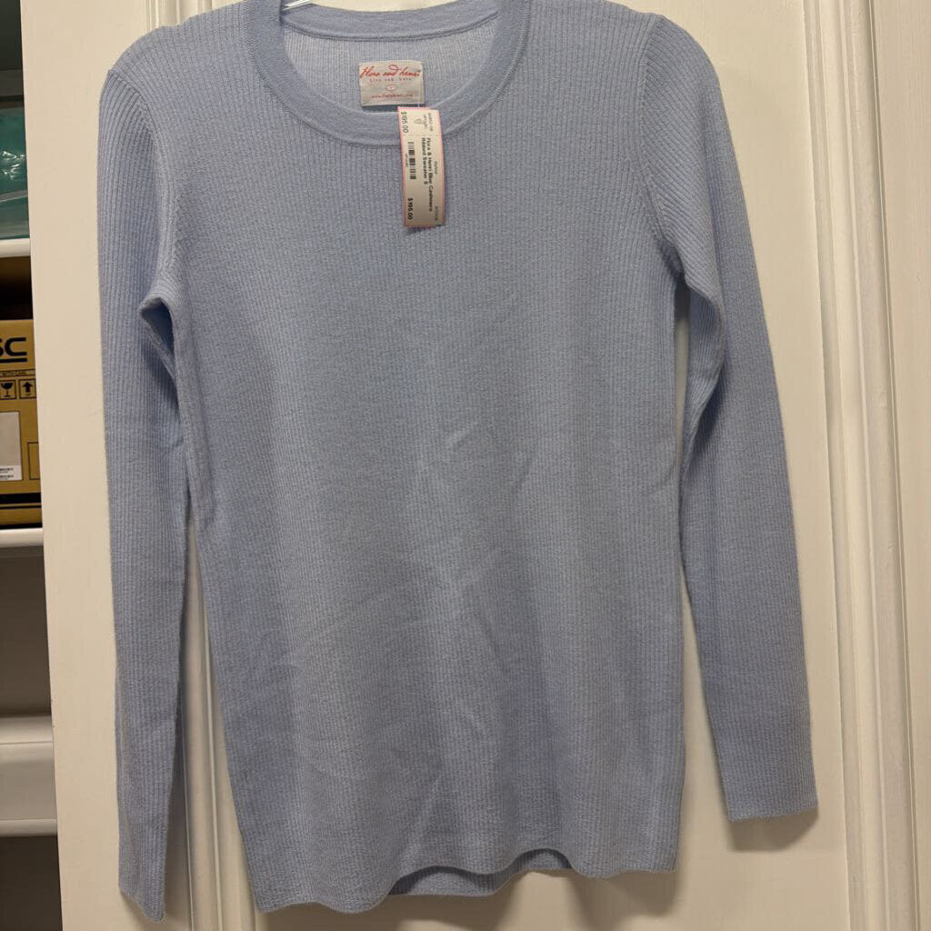 Blue Cashmere Ribbed Sweater