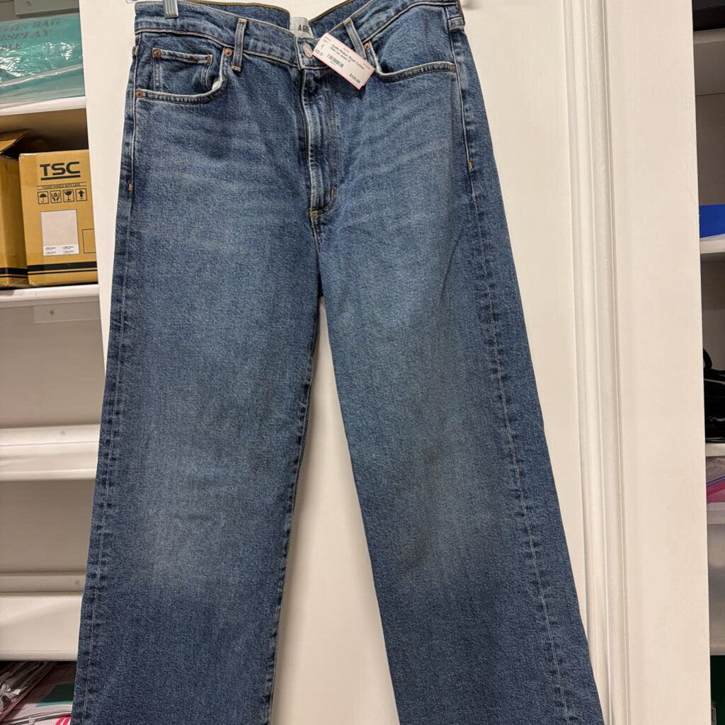 Medium Wash Cotton Wide Leg Jeans