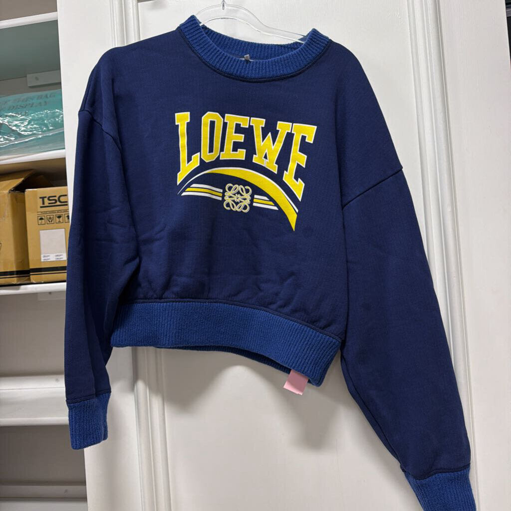 Navy/Yellow Cotton Graphic Crewneck