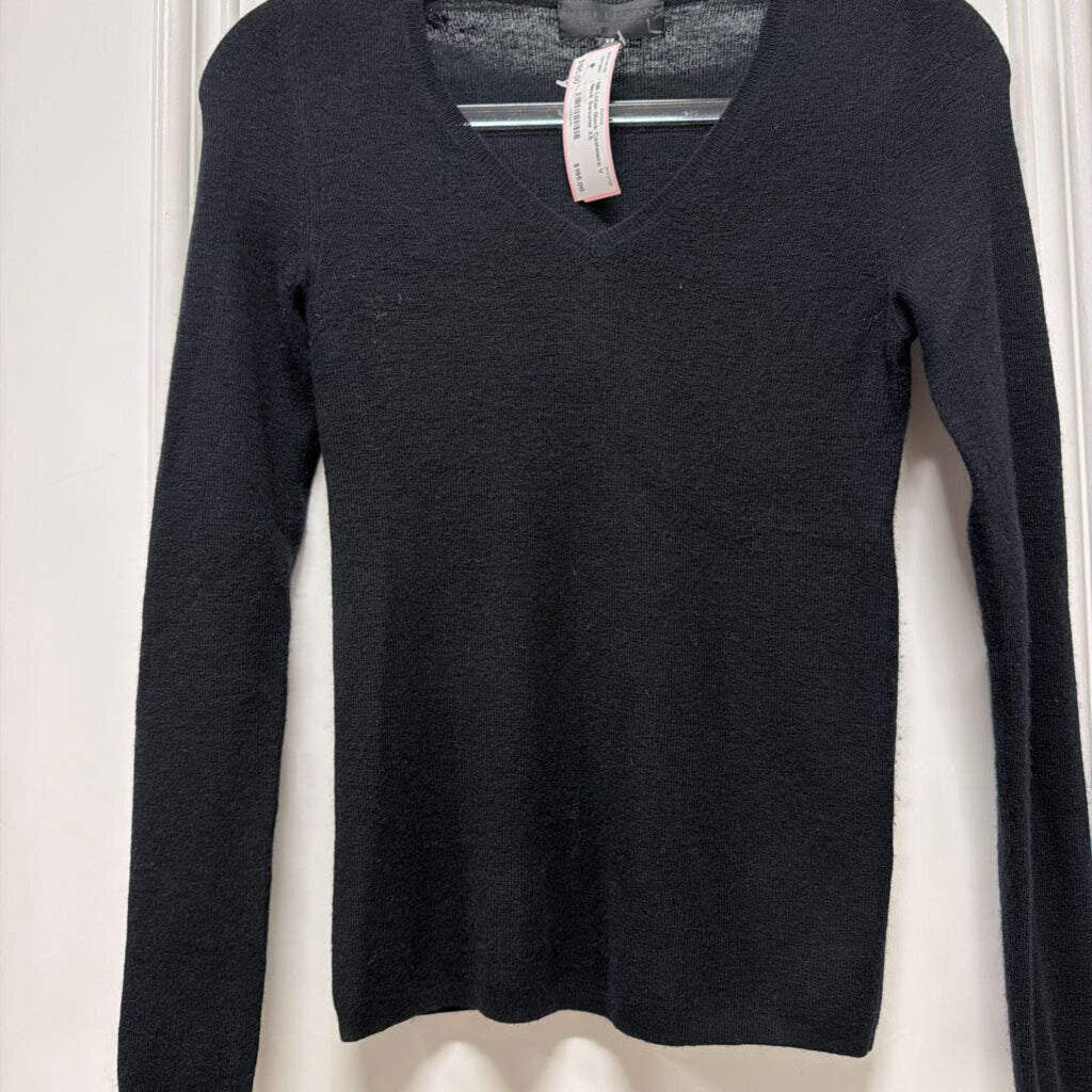 Black Cashmere V Neck Sweater