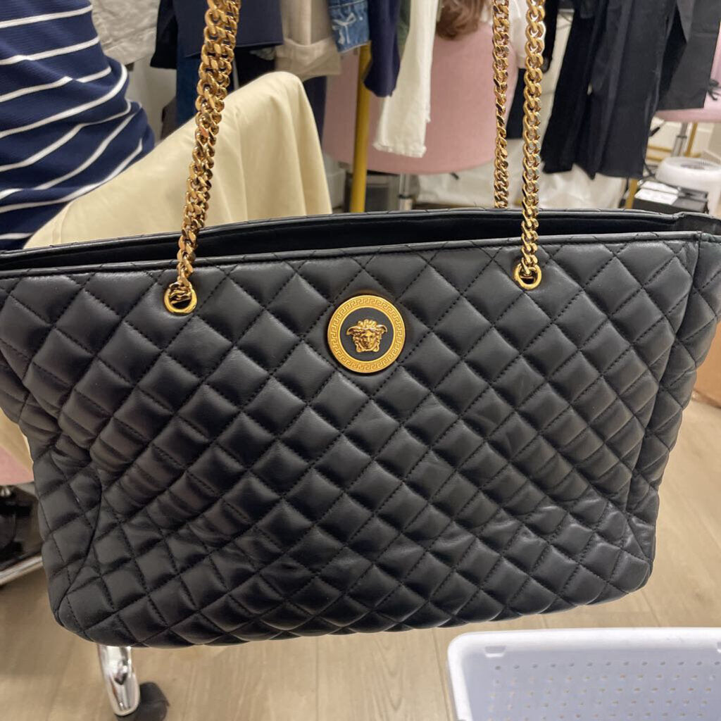 Black Medusa Quilted Icon Chain Tote(2100)