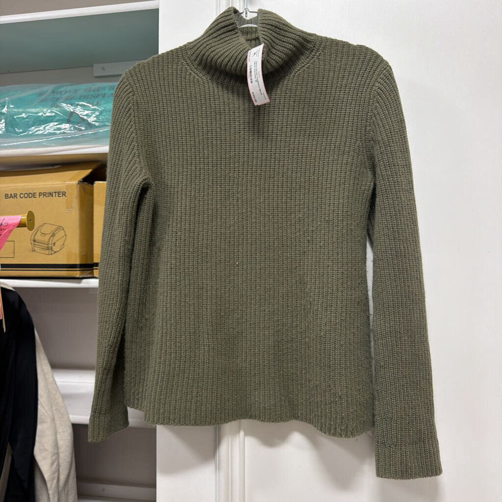 Green Cashmre Mock Neck Sweater