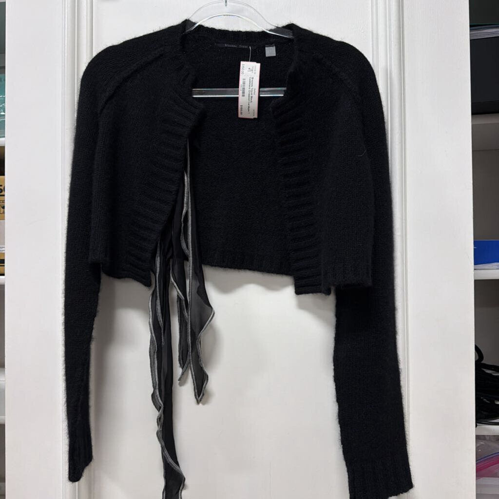 Black Cashmere Cropped Cardigan