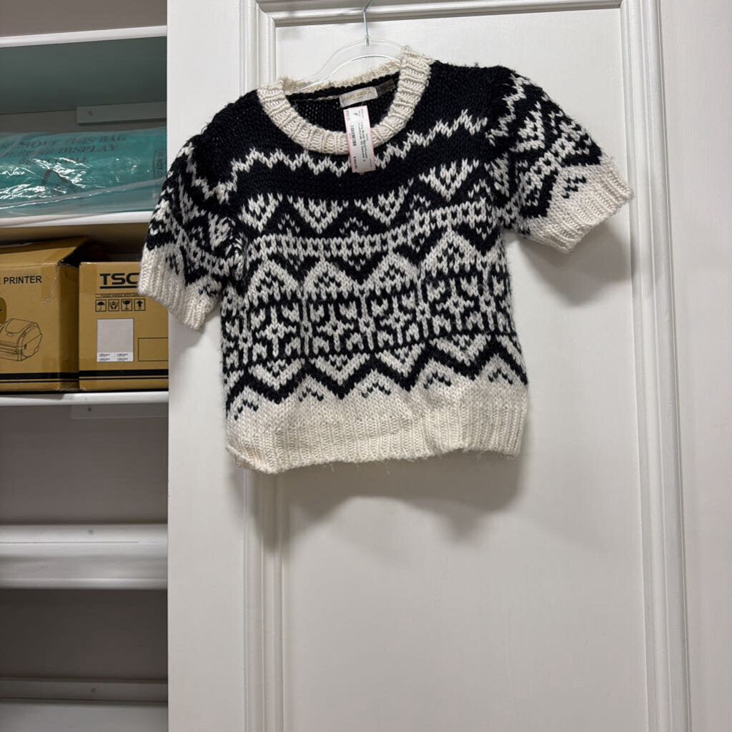 Black/Cream Wool/Acrylic SS Sweater