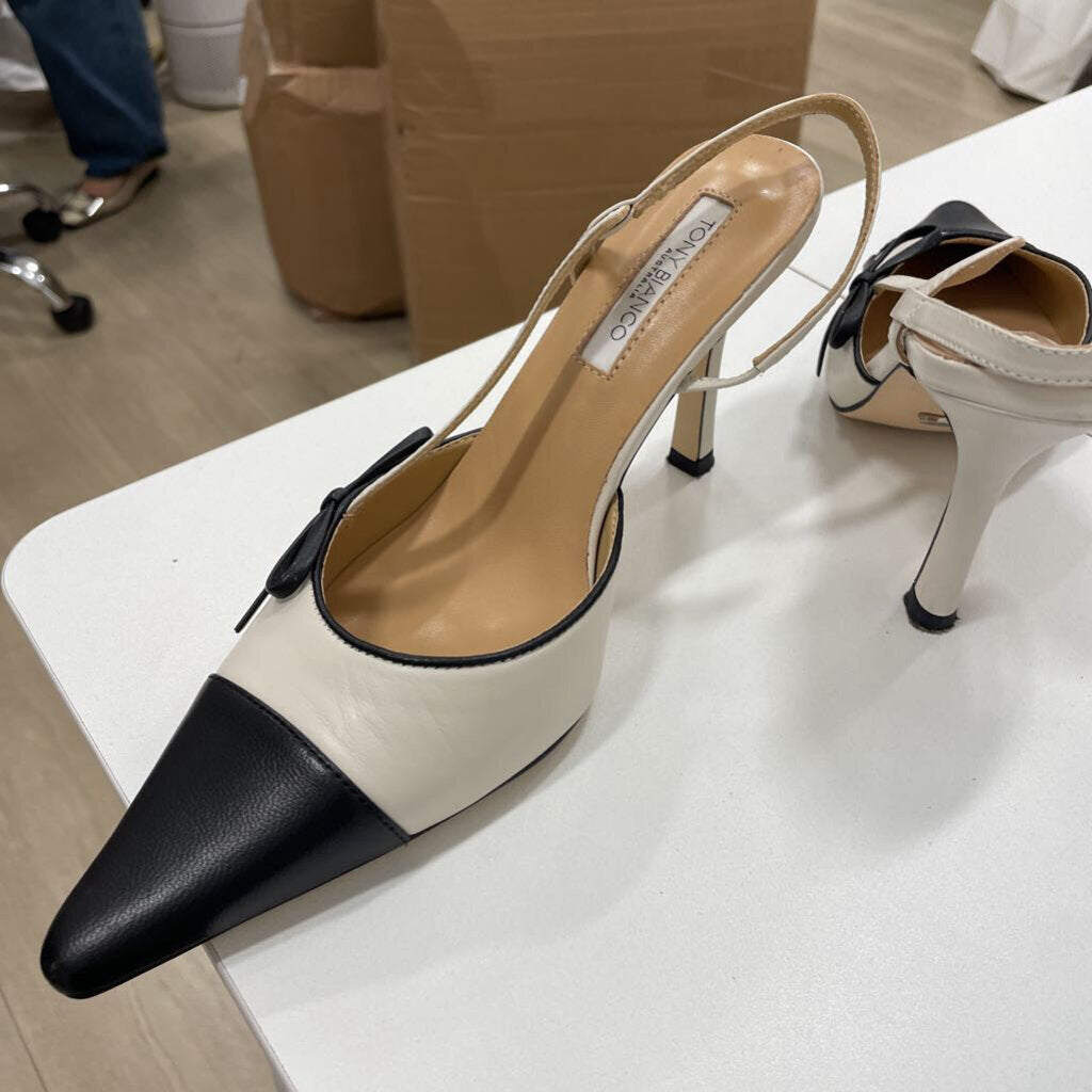 Black/White Slingback Heel