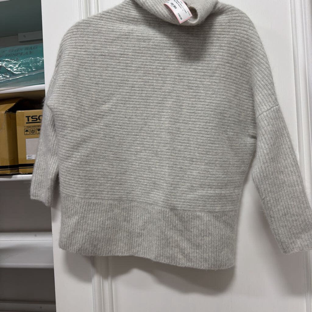 Grey Cashmere Mock Neck Sweater