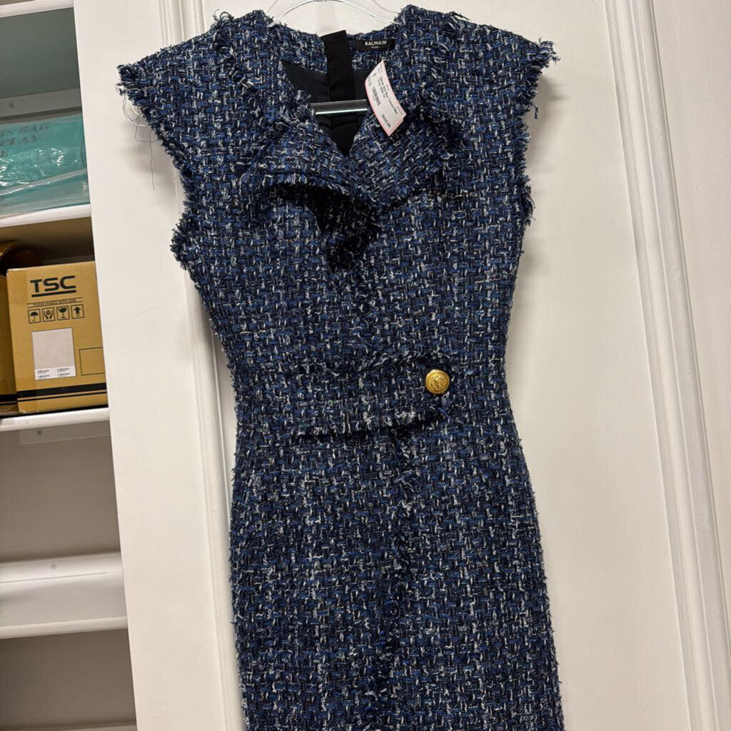 2022 Blue Tweed Mini Dress (2550)
