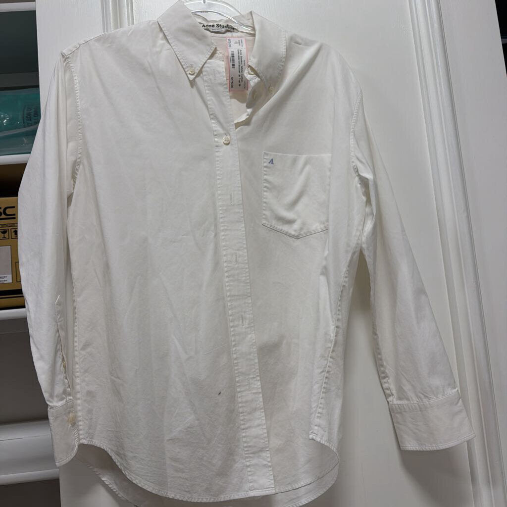 White Cotton Embroidered Button Up Top