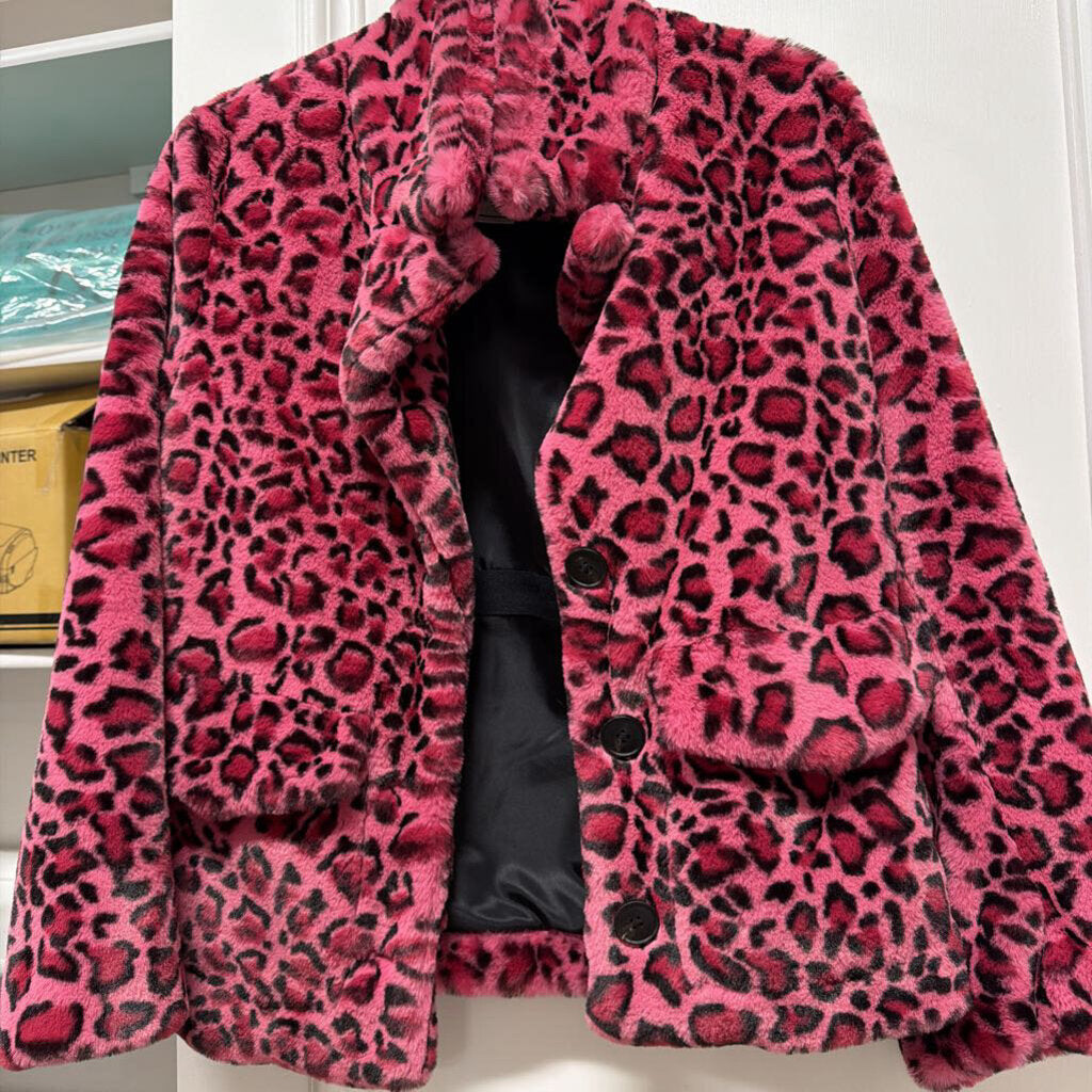 Pink Leopard Print Poly Coat