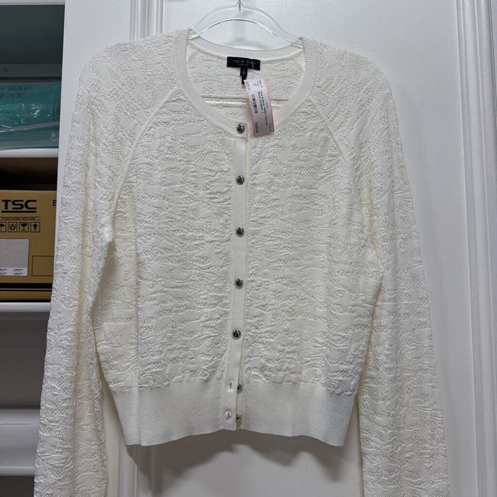 White Viscose Blend Cardigan