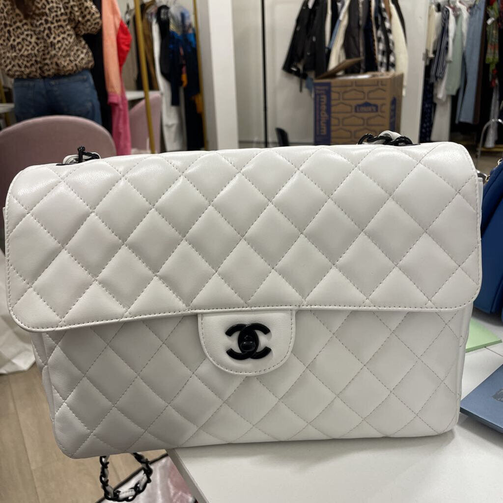 White Quilted Jumbo Single Flap BHW