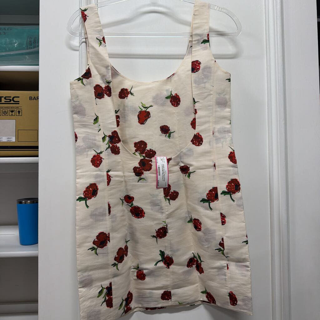 Cream Floral Print Cotton/Silk Mini Dress