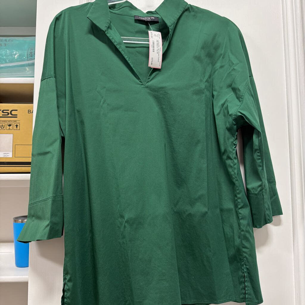 Green Cotton Mid Sleeve Top