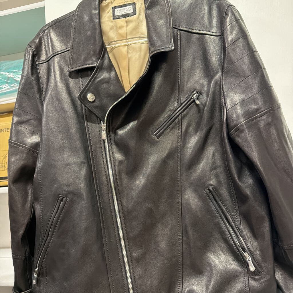 Brown Leather Moto Jacket ($7495)