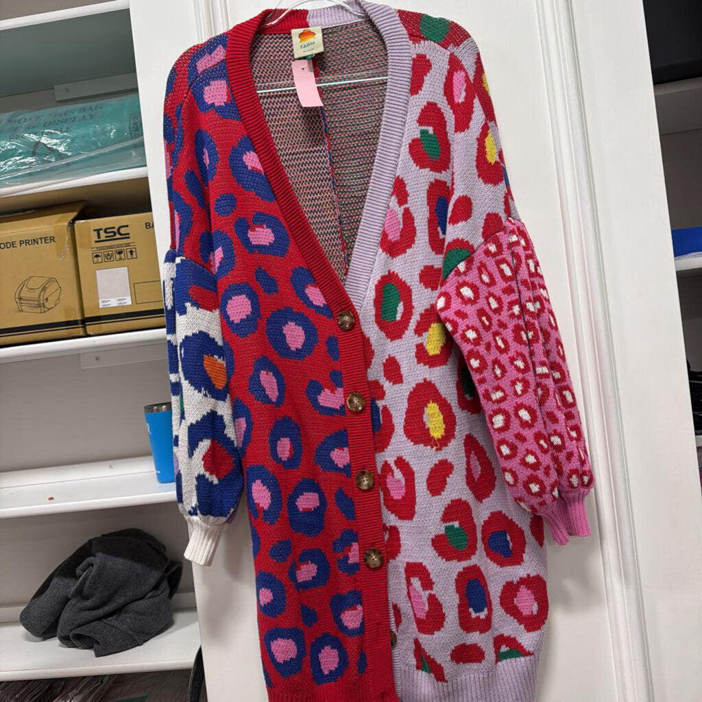 Multicolor Leopard Cotton Oversized Cardigan