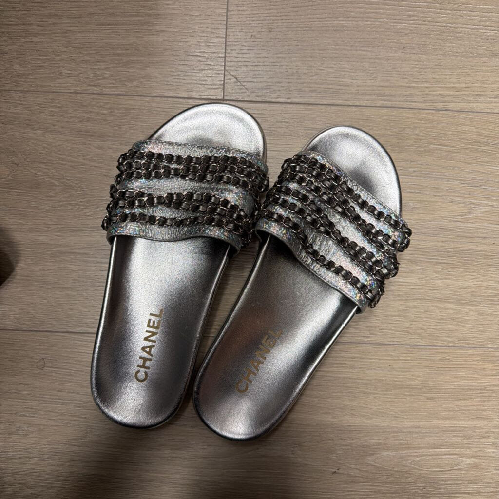 Silver Metallic Slides