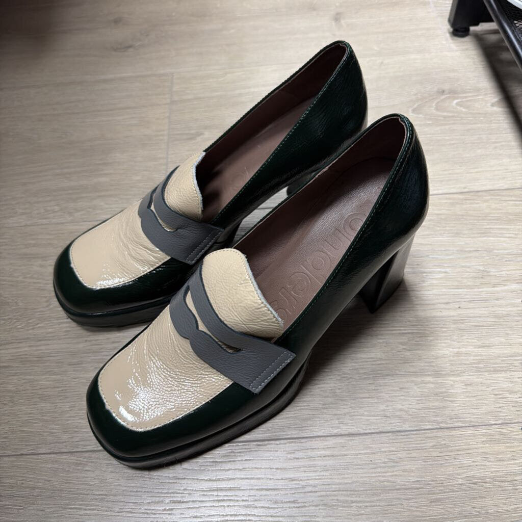Green/Cream Platform Oxford
