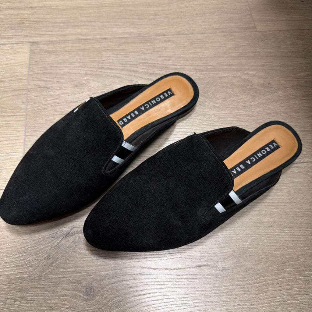 Black Suede Pointy Mules