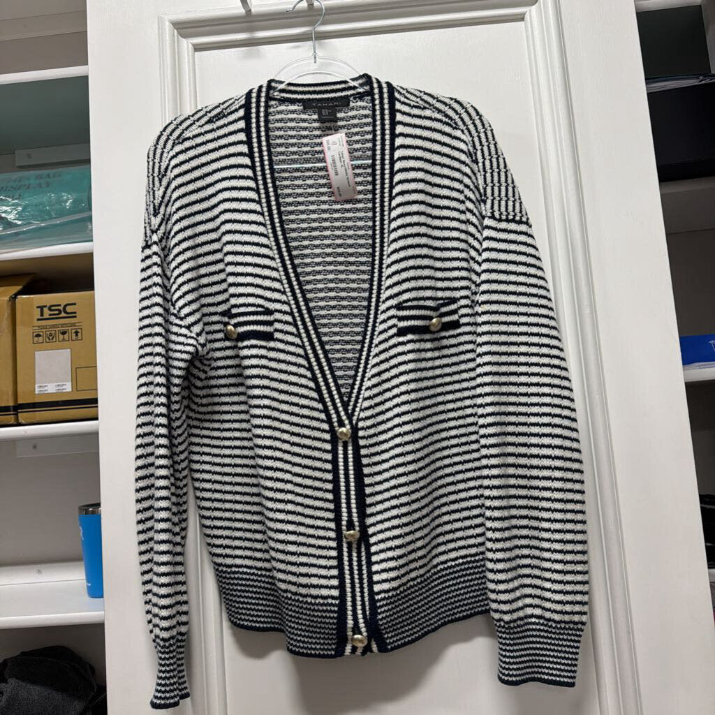Navy/White Striped Cardigan