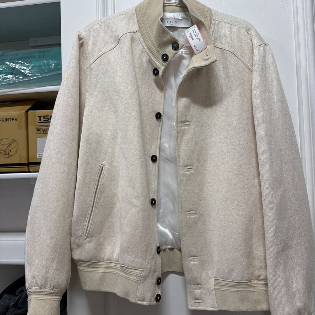 Cream Cotton Blend Bomber Jacket