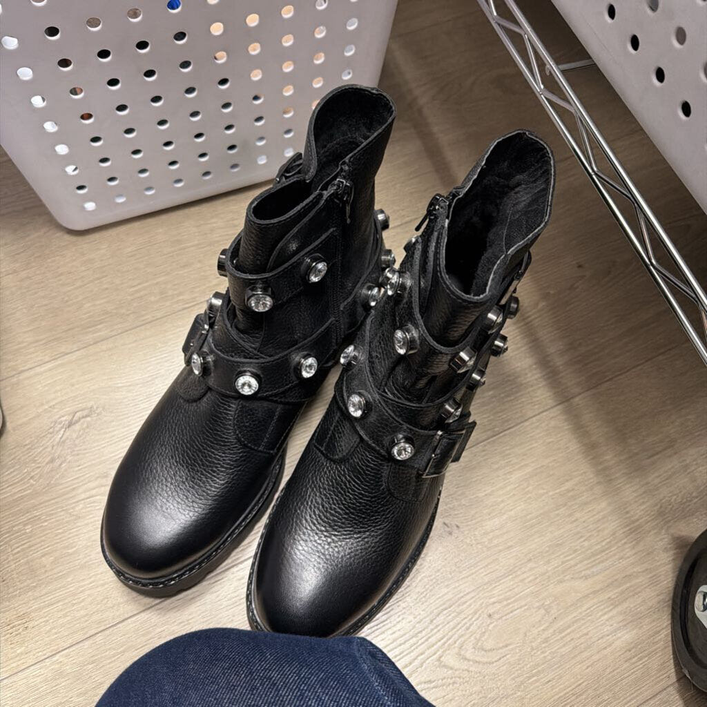 Black Crystal Stud Boot
