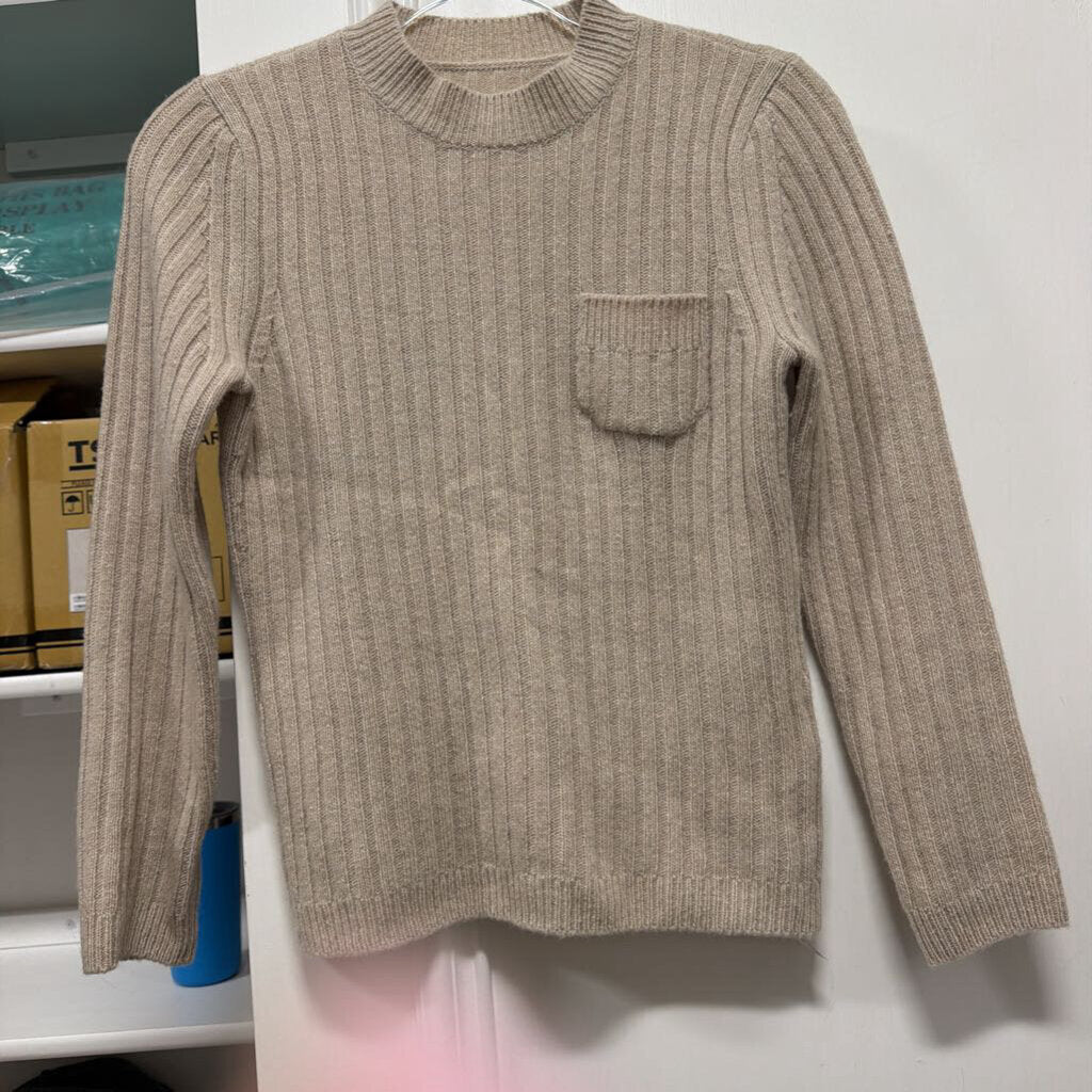 Beige Rib Knit Sweater