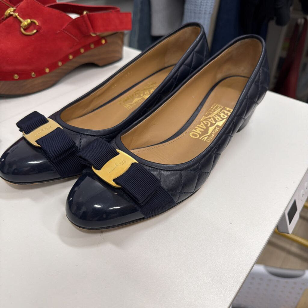 Navy Quilted Pump