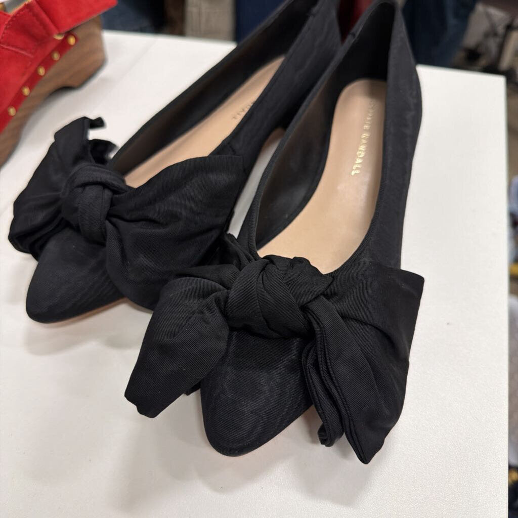 Black Fabric Bow Flats