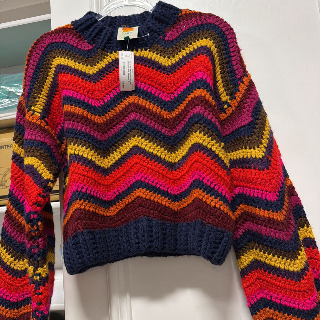 Multicolor Acrylic Chevron Knit Sweater