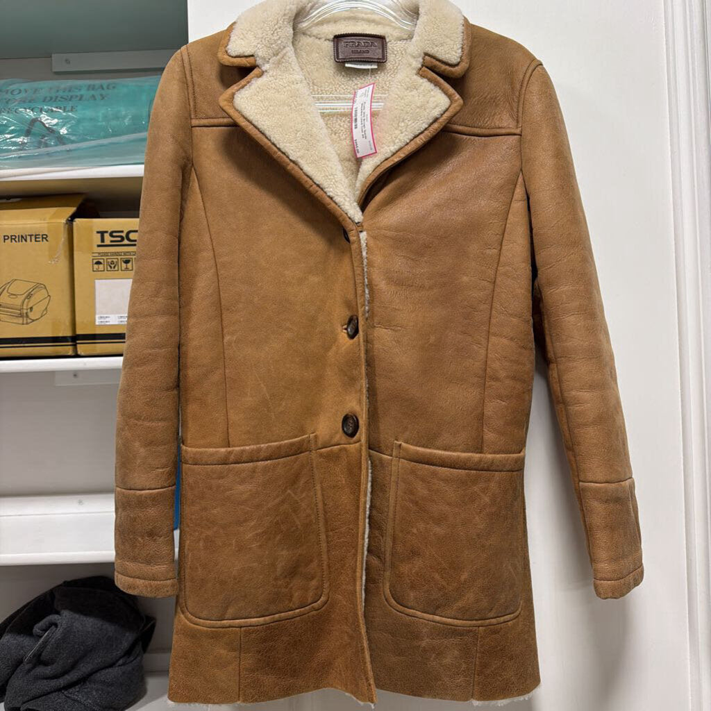 2012 Brown Suede Shearling Lined Coat