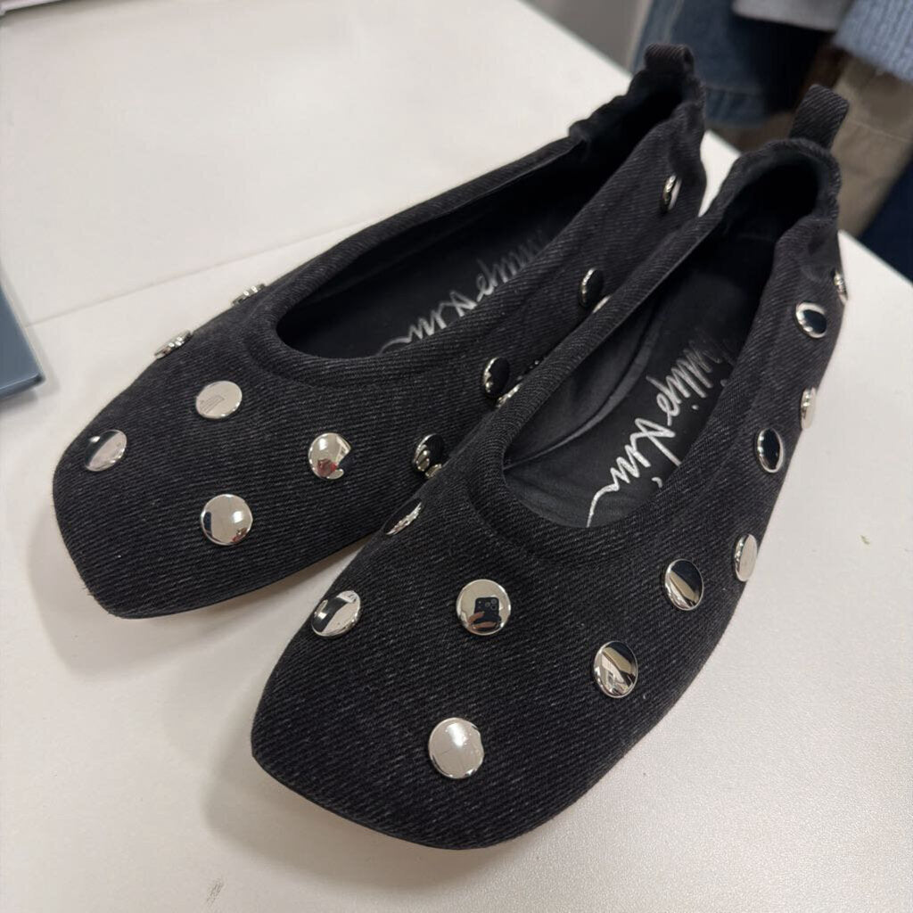 Denim Gromet Stud Flats