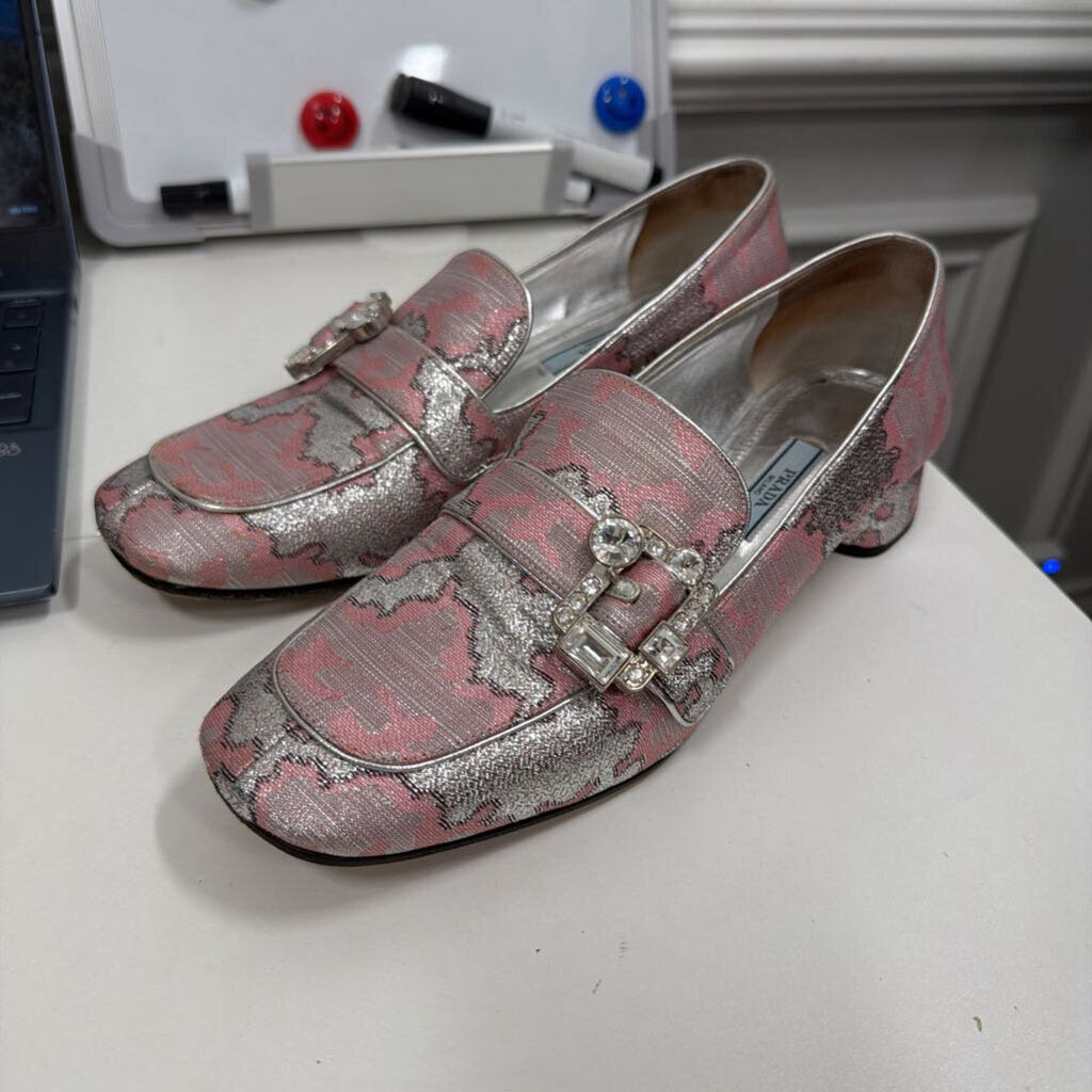 Pink/Silver Block Heel