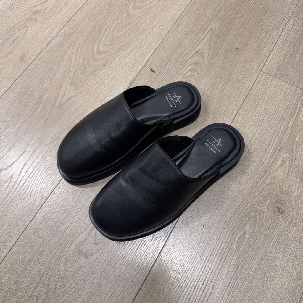 Black Leather Mule