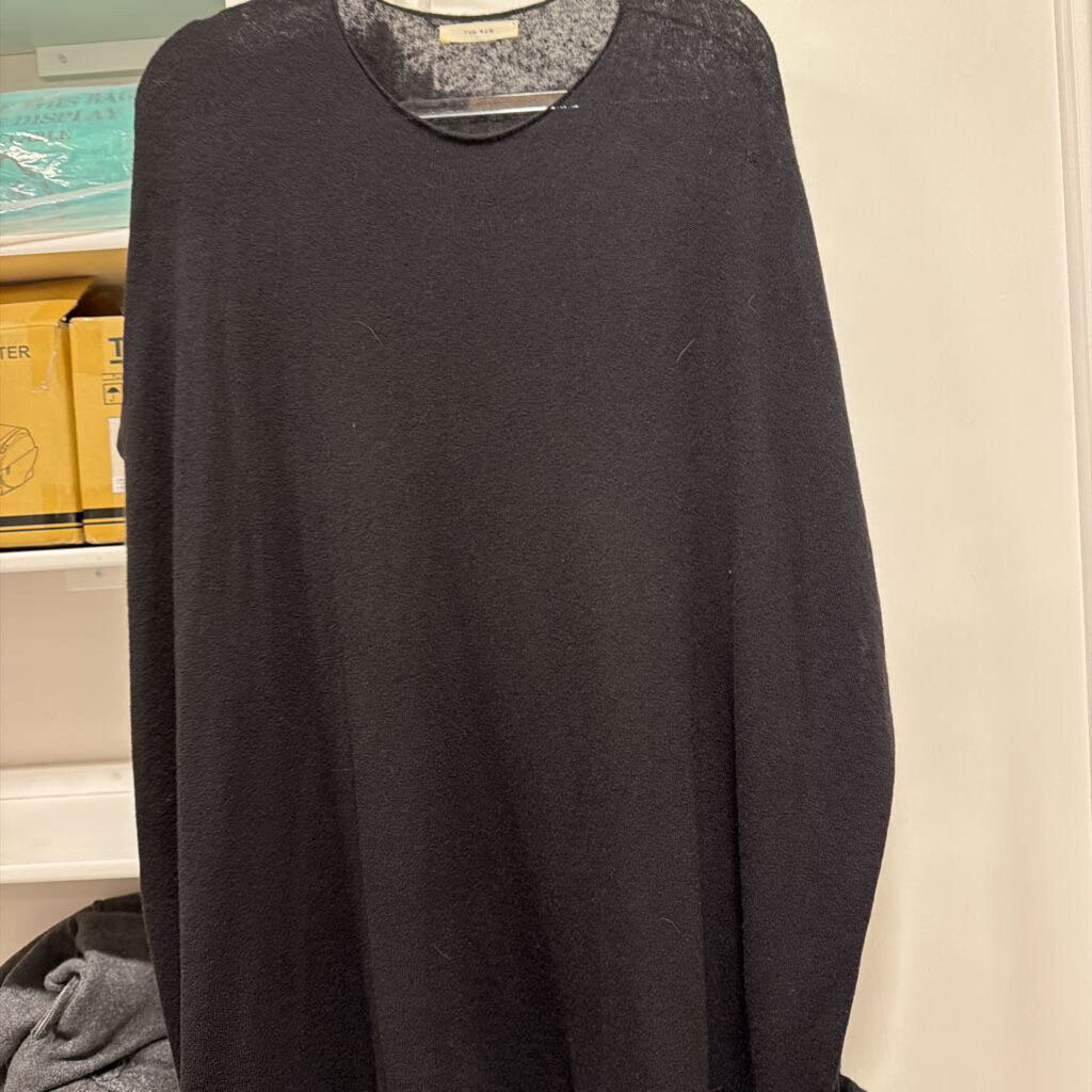 Black Cashmere/Silk Poncho Sweater (as is-repaired hole)