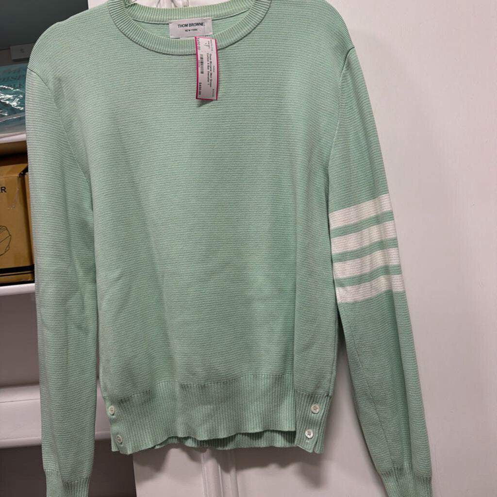 Mint Green Cotton 4 Bar Sweater
