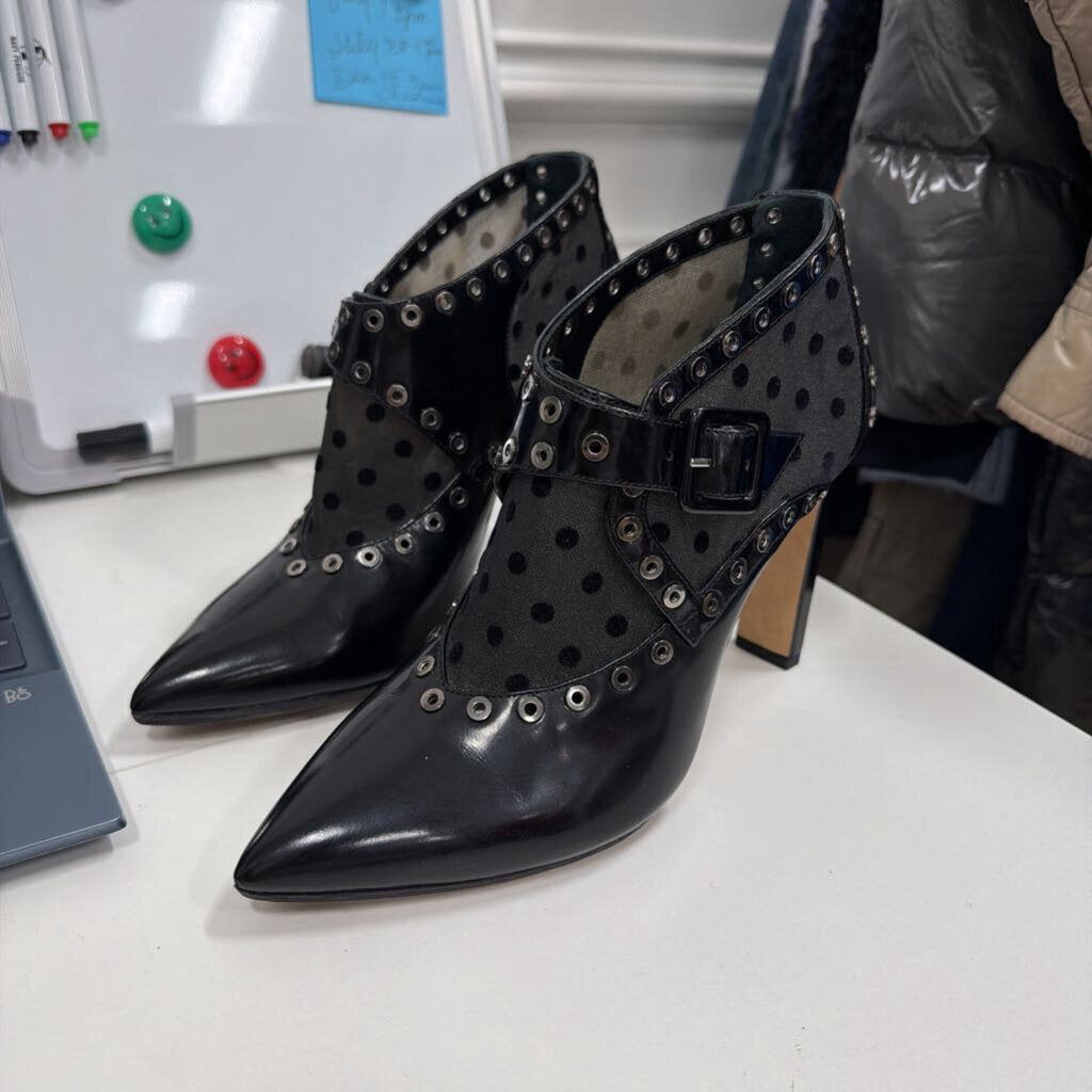 Black Leather Grommet Boot